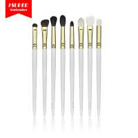 OUMO--Professional 8pcs white golden animal hair eye brush with custom logo wood handle