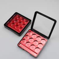 12 Colors black red eye shadow compact powder case with brush