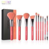 Docolor Pink Red Make up Brush Set Natural Hair Powder Foundation Blusher Eye Shadow Brow liner Makeup Brush Custom Logo