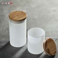 sandblast frozen classical high borosilicate storage glass jar with bamboo lid