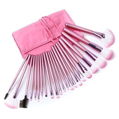 custom logo private label face contour cosmetic brush set hot pink single natural hair with vegan packaging makeup brush case