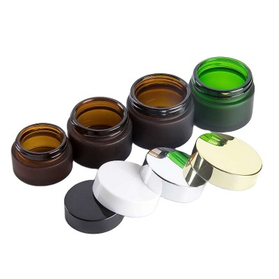 modern unique large capacity sets 7ml 50g 80ml 100g 1oz 3oz 4oz gold color matt black lid concentrate round glass cosmetic jar