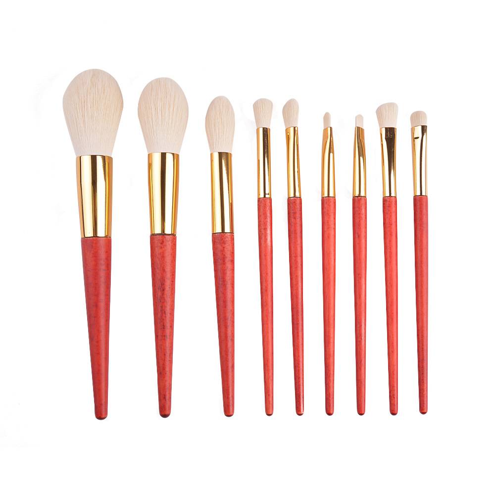 christmas personalized colourful red blue white purple mini cheap cruelty free foundation set single goat hair makeup brushes