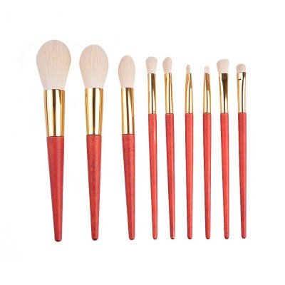 christmas personalized colourful red blue white purple mini cheap cruelty free foundation set single goat hair makeup brushes