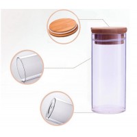 High-Grade Bamboo Cover Glass Jar with Stirring Rod Glass Jars for Concentrates